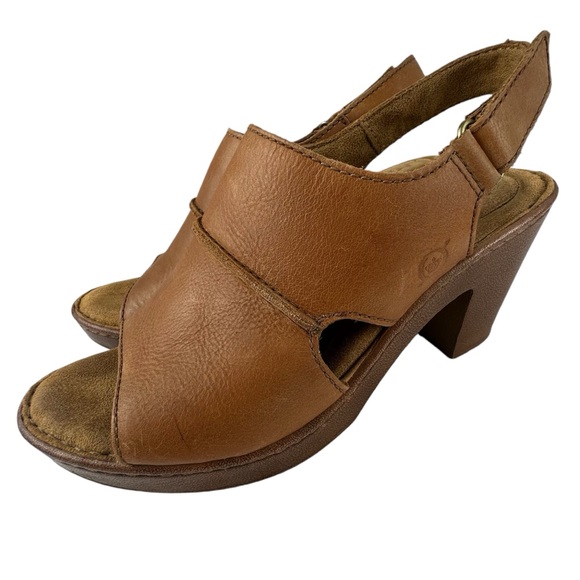 BORN Brown Leather Clog Heeled Open Toe Sandals SIZE 8 - Picture 10 of 13